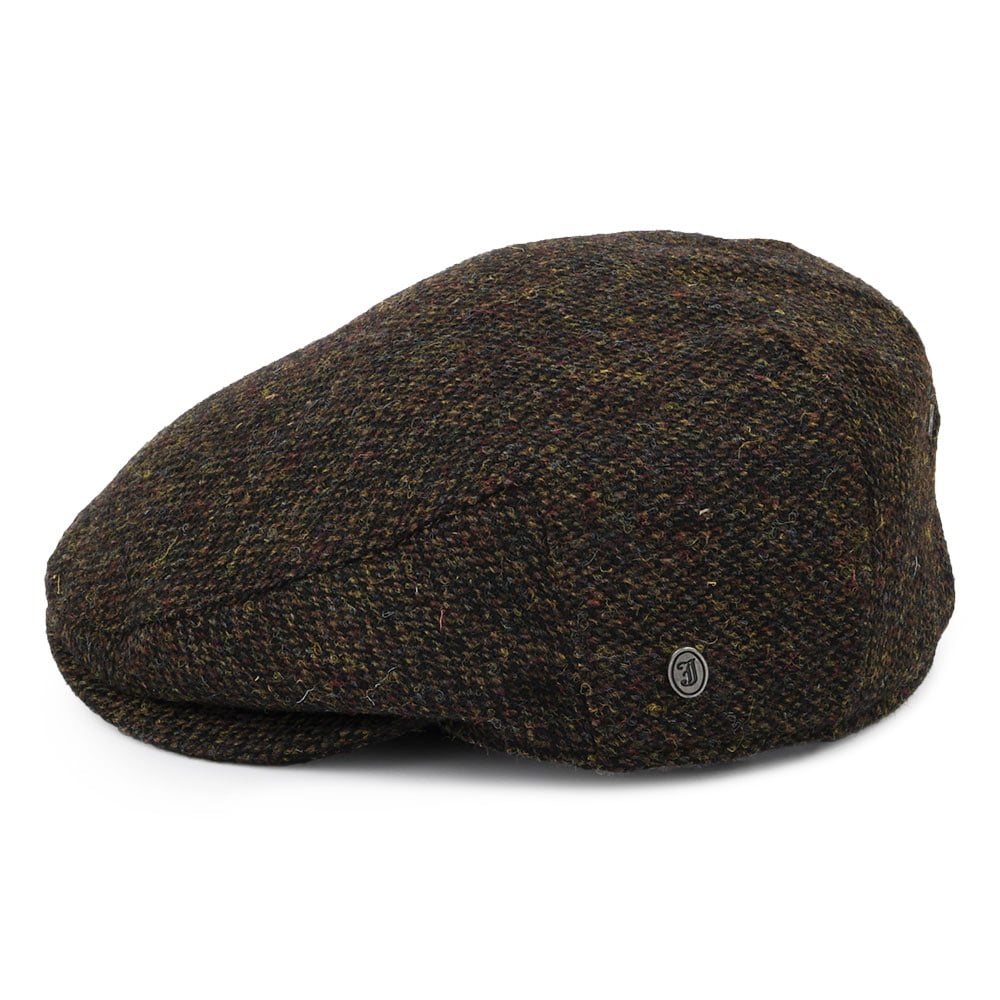 Casquette Plate en HARRIS TWEED Ferness mousse-marron JAXON & JAMES
