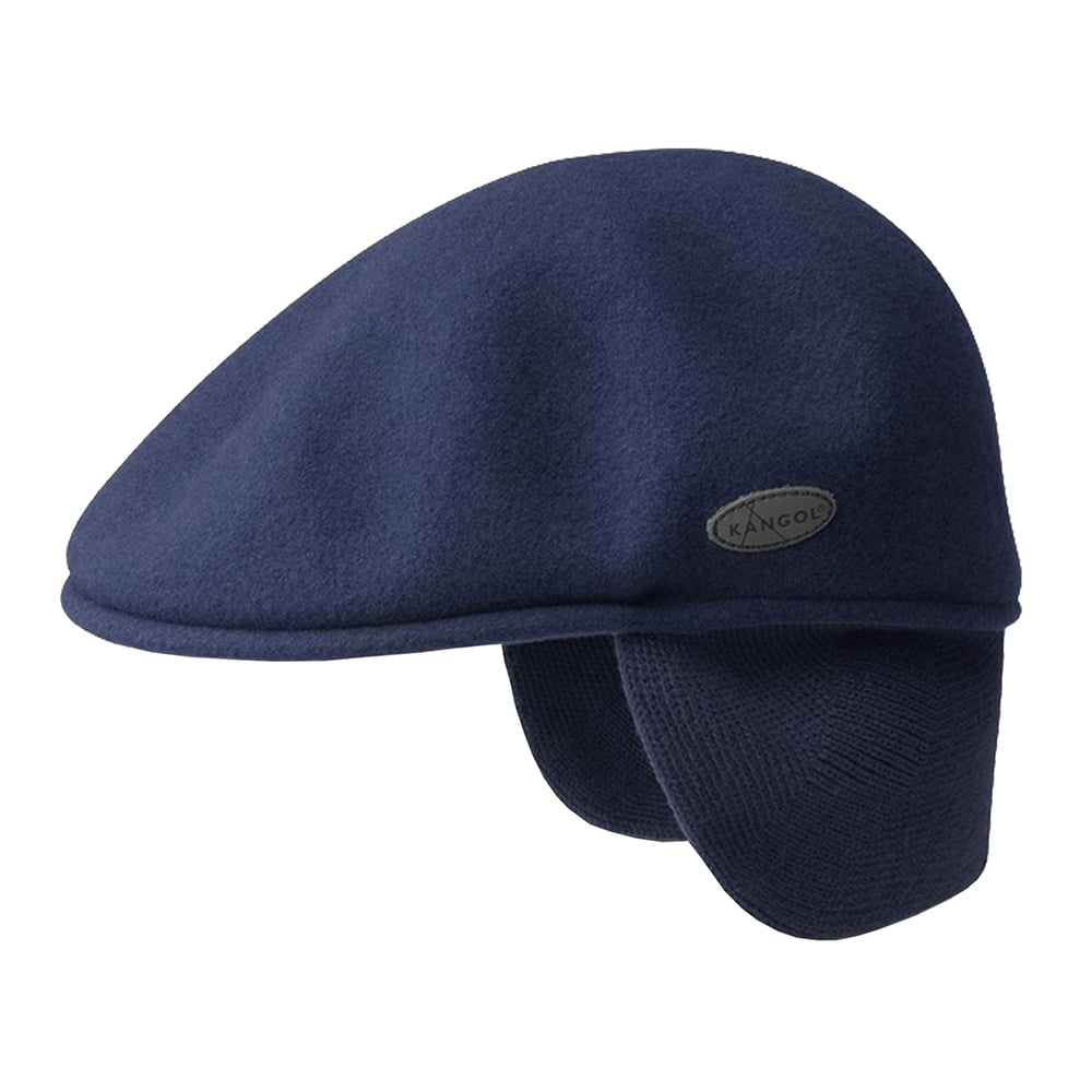 Casquette Plate en Laine 504 avec Protège-Oreilles bleu marine KANGOL