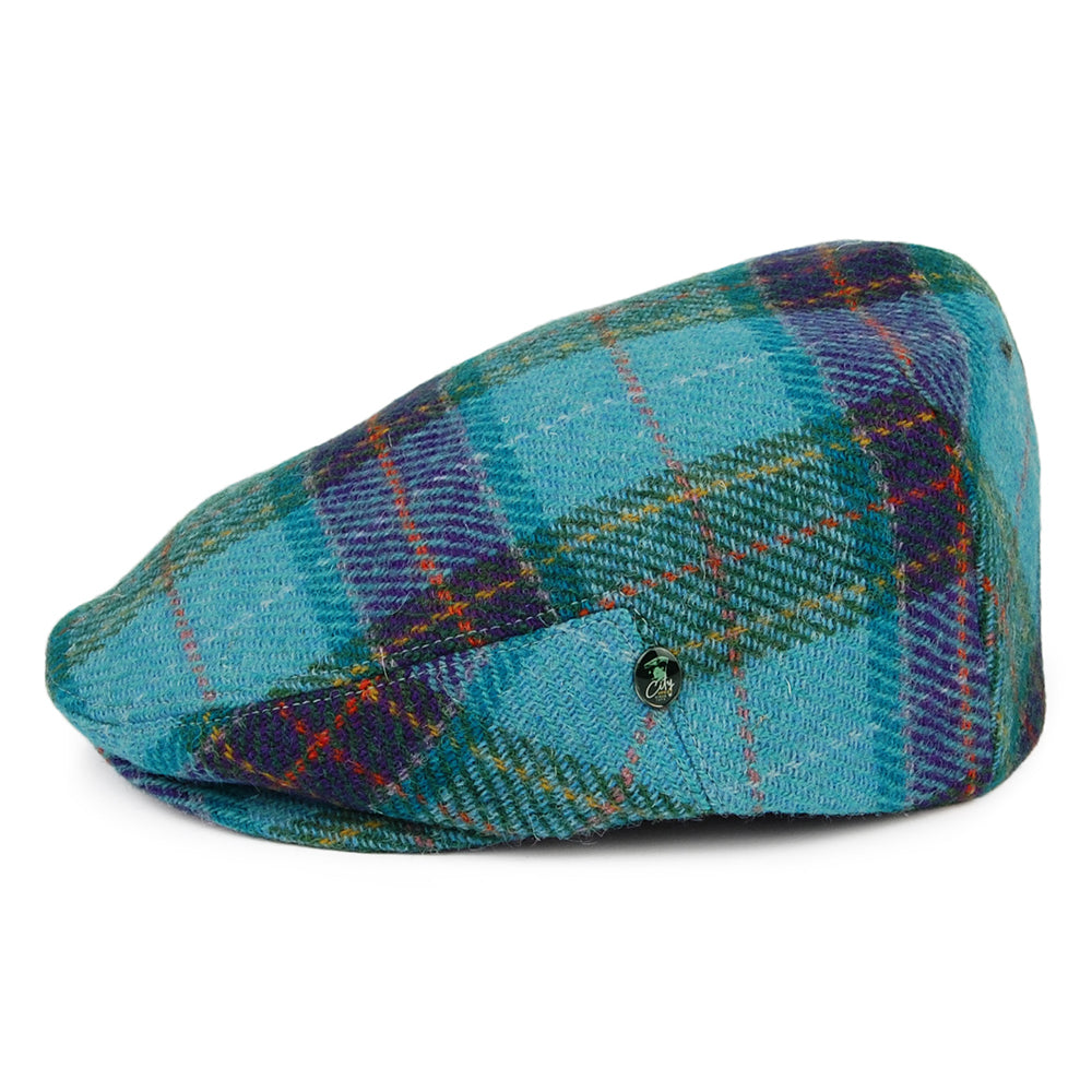 Casquette Plate en HARRIS TWEED Hawkins bleu-violet CITY SPORT