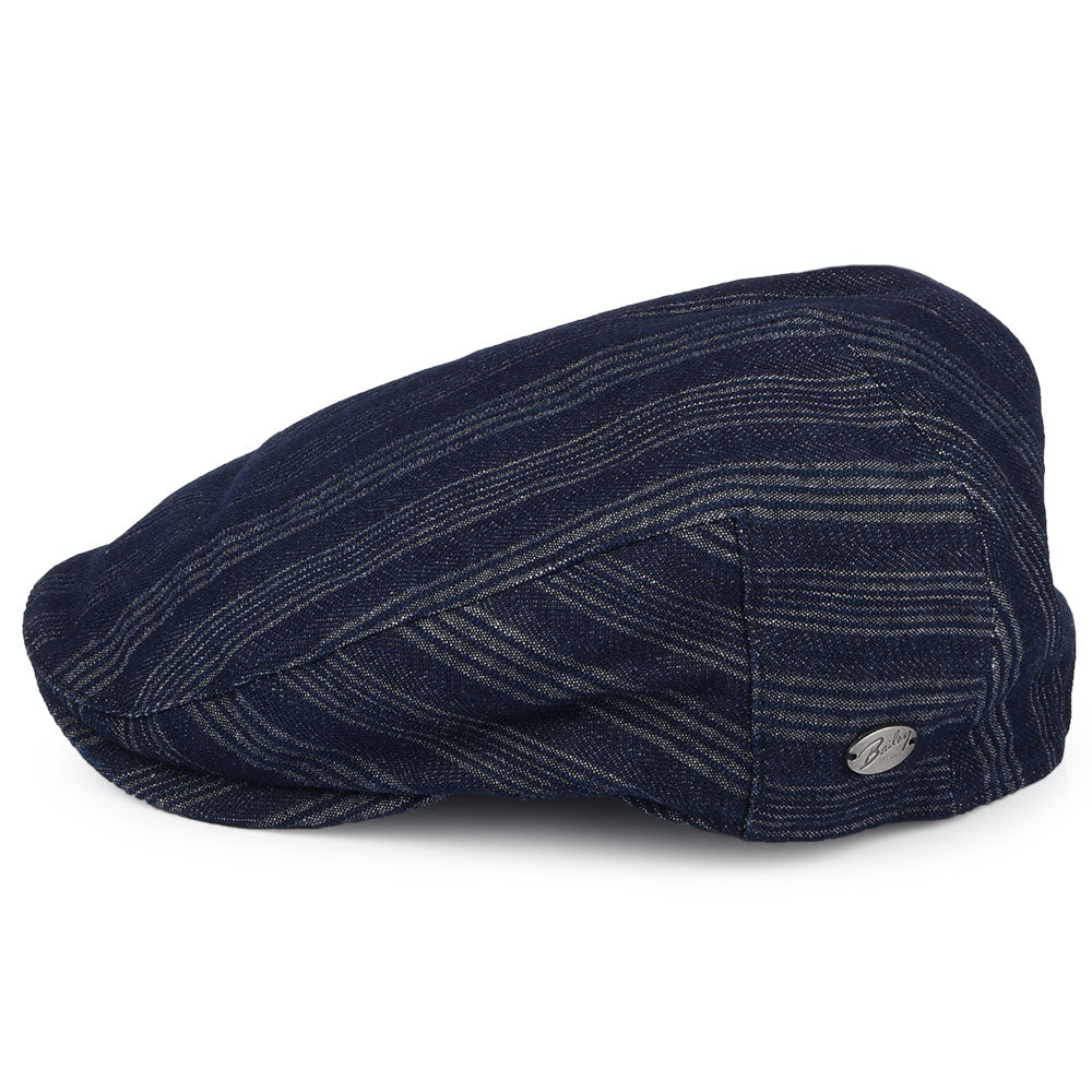 Casquette Plate en Coton à Rayures Gulick denim foncé BAILEY