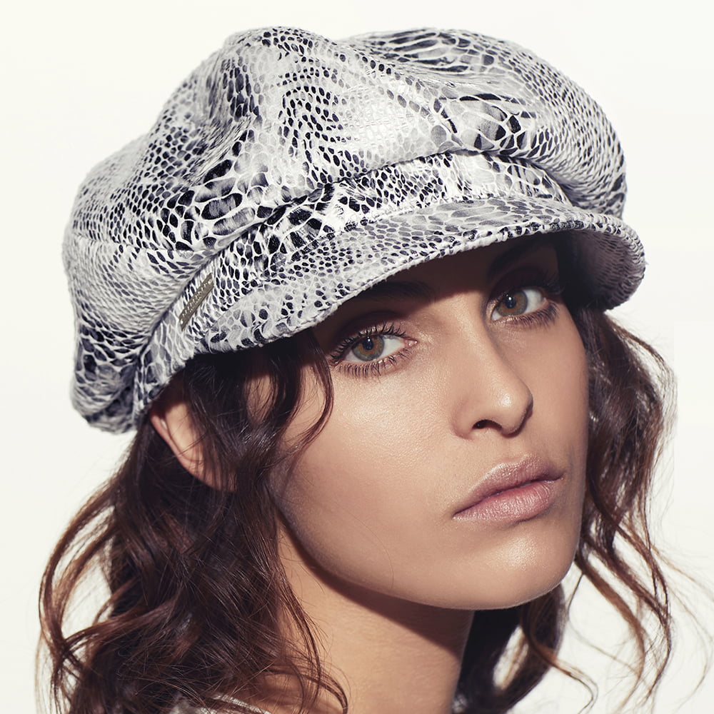 Casquette Gavroche à Imprimé Serpent blanc SEEBERGER