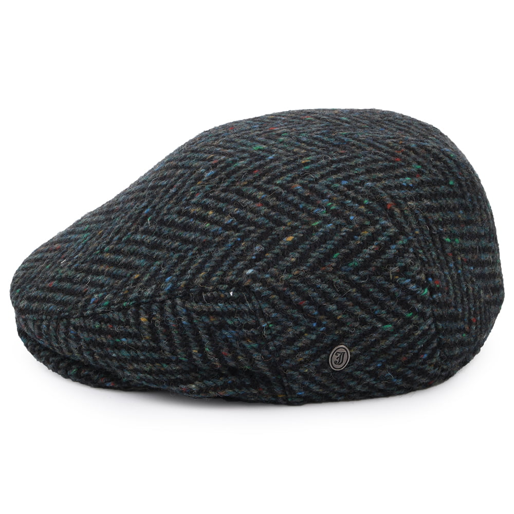 Casquette Plate en Tweed du Donegal Stravalley mélange de bleus JAXON & JAMES