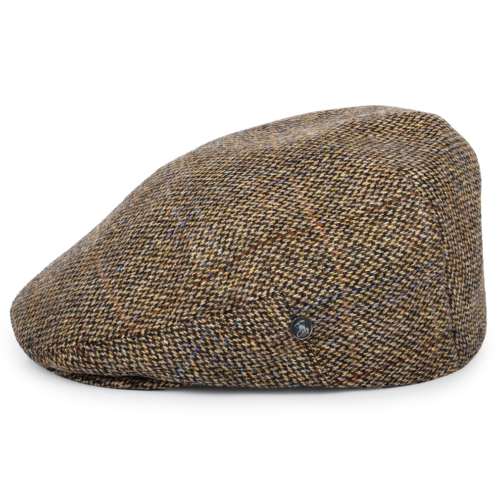 Casquette Plate en Laine Vierge à Carreaux beige sable-marron CITY SPORT