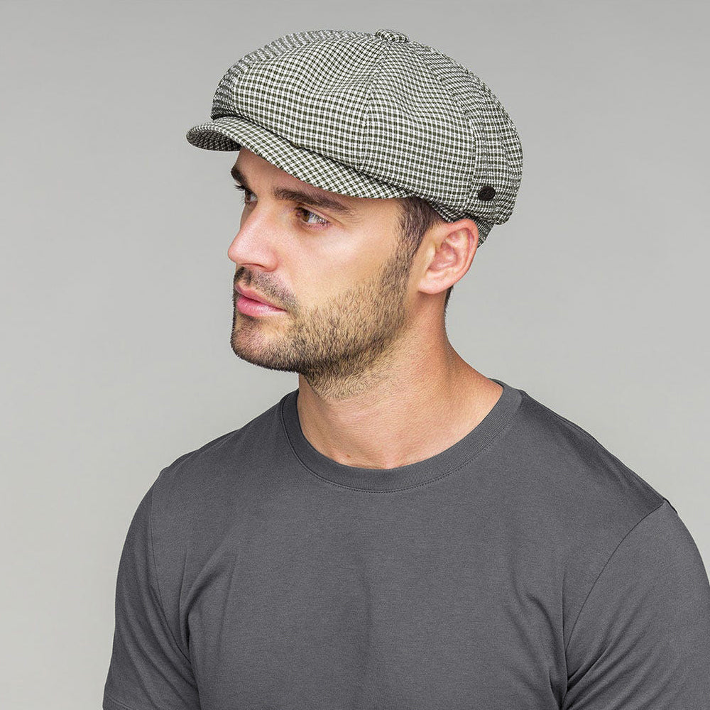 Casquette Gavroche Seersucker Laz noir-blanc BAILEY