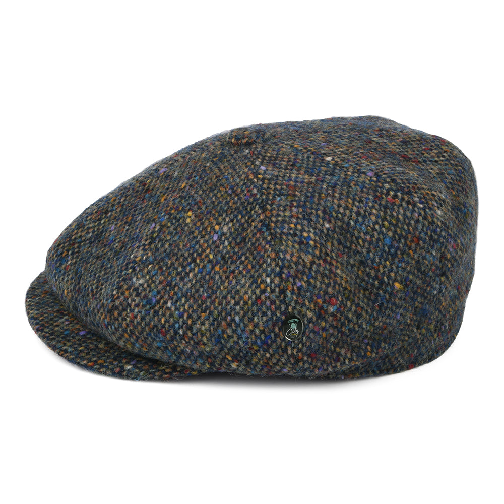 Casquette Gavroche en Tweed du Donegal Chiné Calotte Profonde bleu-multi CITY SPORT