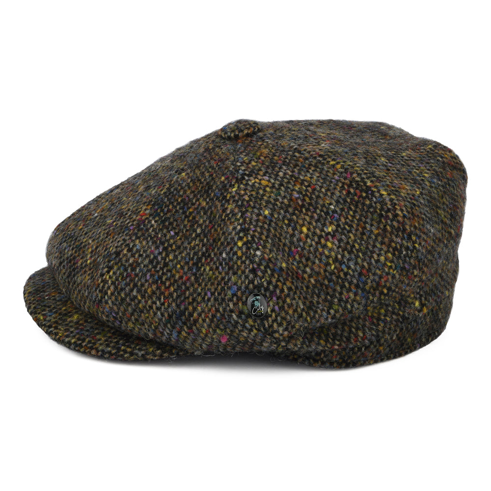 Casquette Gavroche en Tweed du Donegal Chiné Calotte Profonde multicolore CITY SPORT