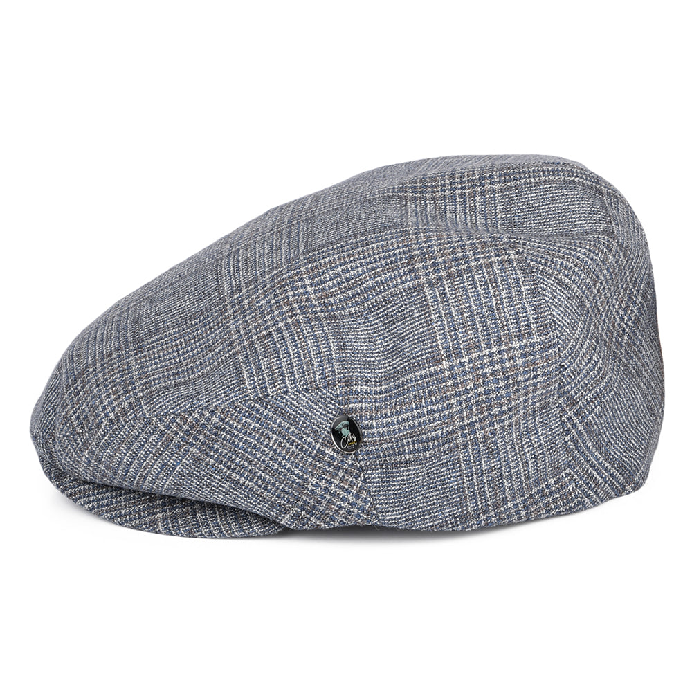 Casquette Plate en Soie et Laine Prince-de-Galles bleu-marron CITY SPORT