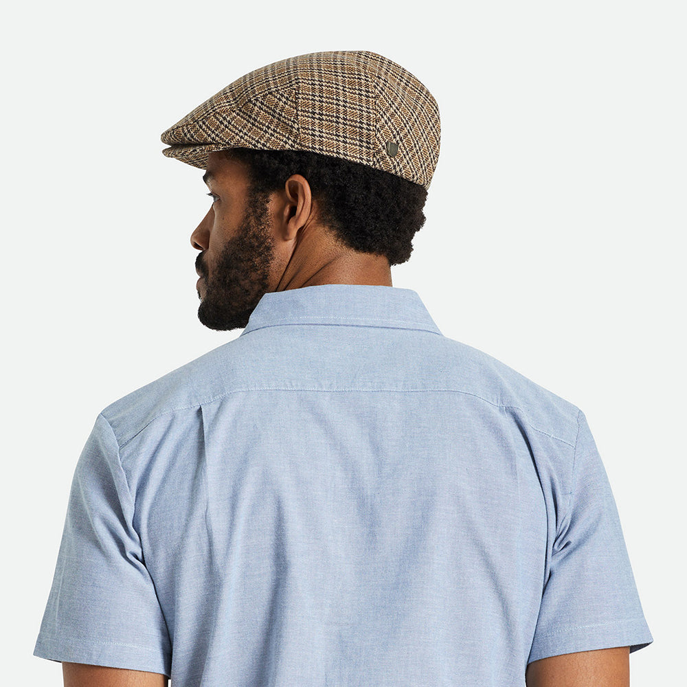 Casquette Plate Pied-de-Poule Hooligan marron foncé-sable BRIXTON