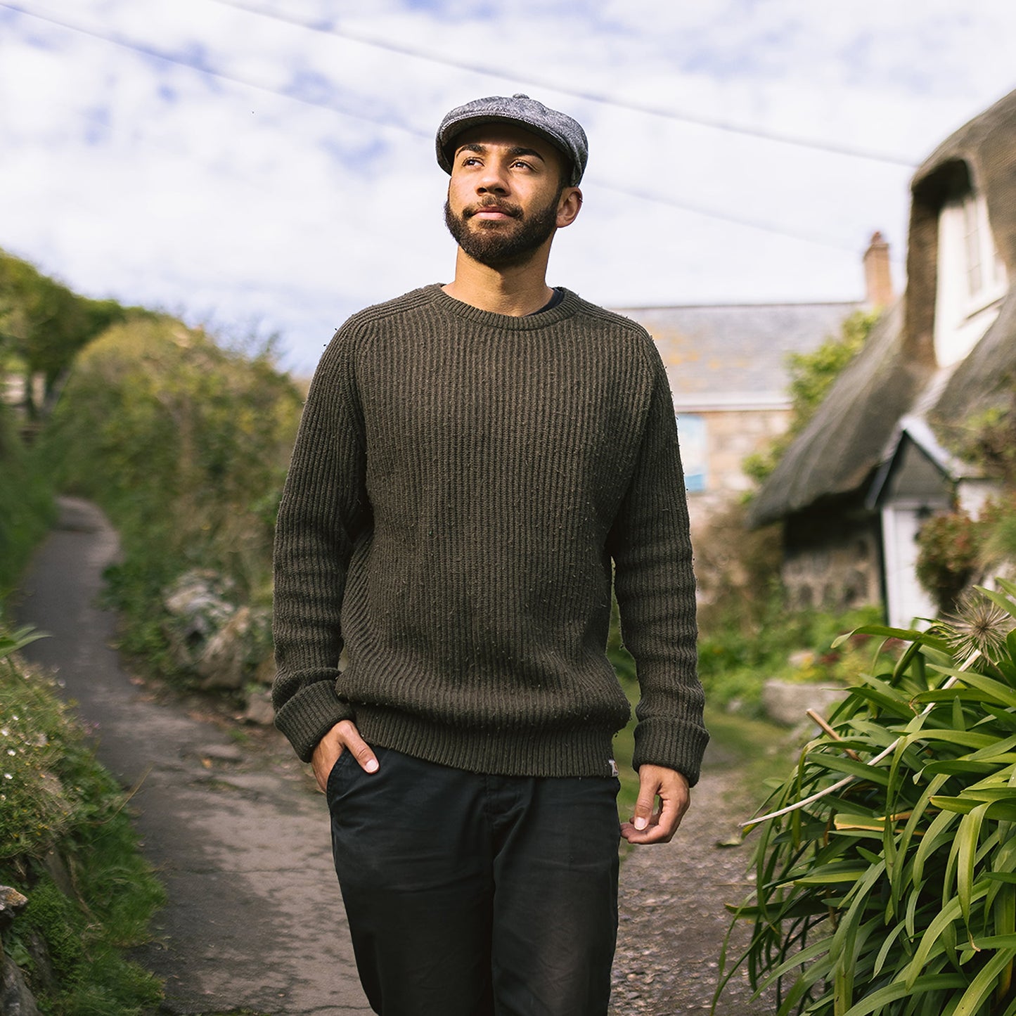 Casquette Gavroche en Tweed Chiné noir JAXON & JAMES