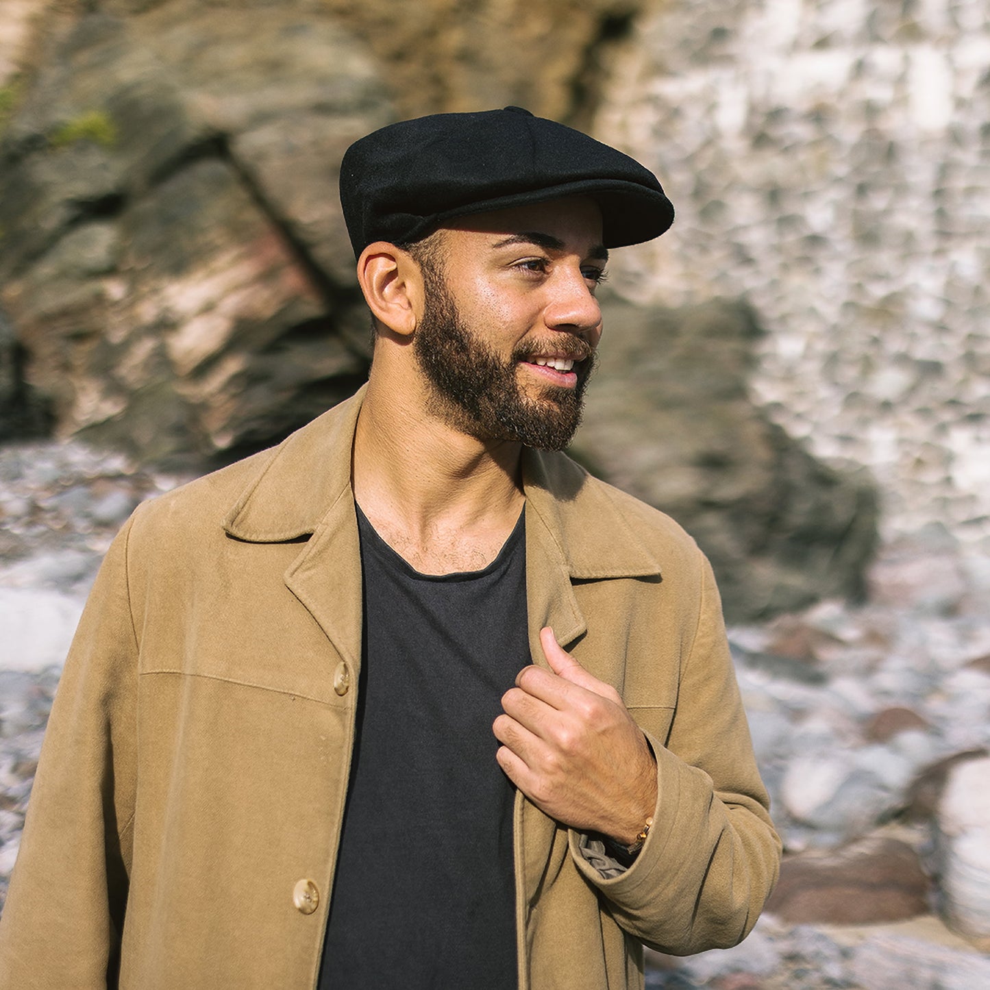 Casquette Gavroche en Pure Laine Harlem noir JAXON & JAMES