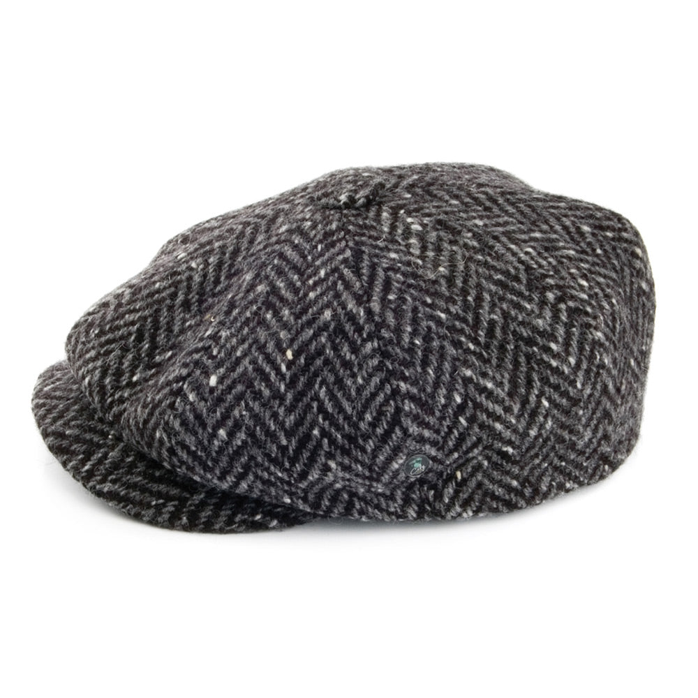 Casquette Gavroche en Tweed du Donegal à Chevrons gris CITY SPORT