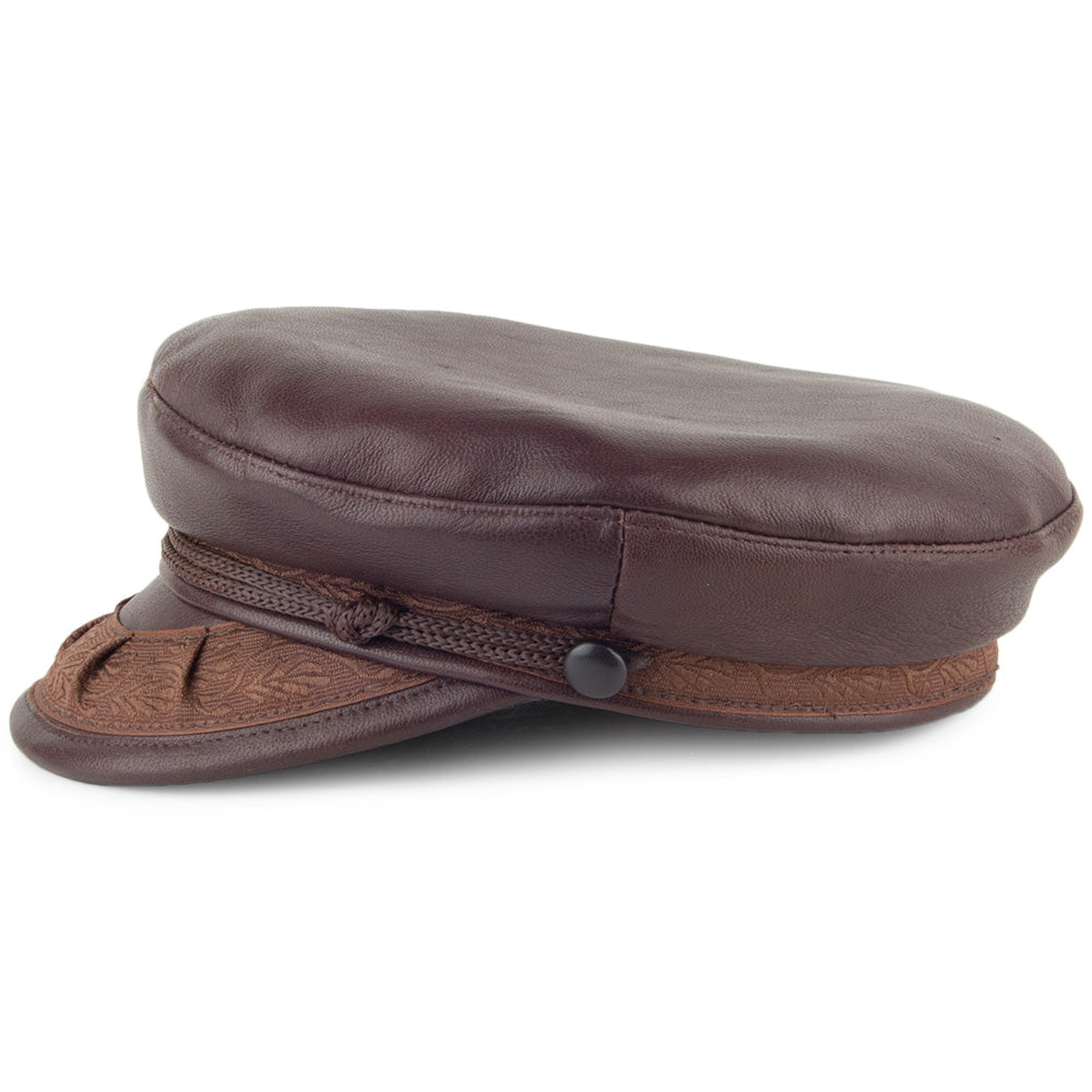 Casquette de Marin Grec en cuir marron foncé JAXON & JAMES