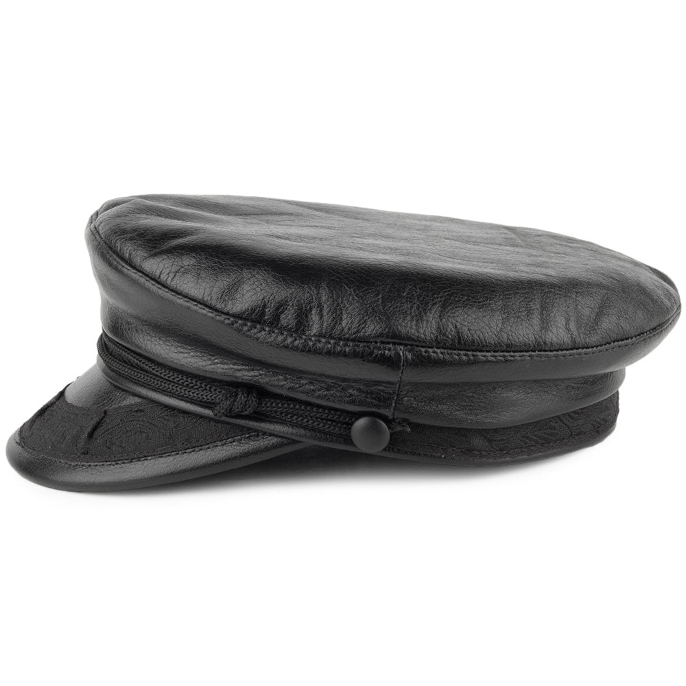 Casquette de Marin Grec en Cuir Classic noir JAXON & JAMES