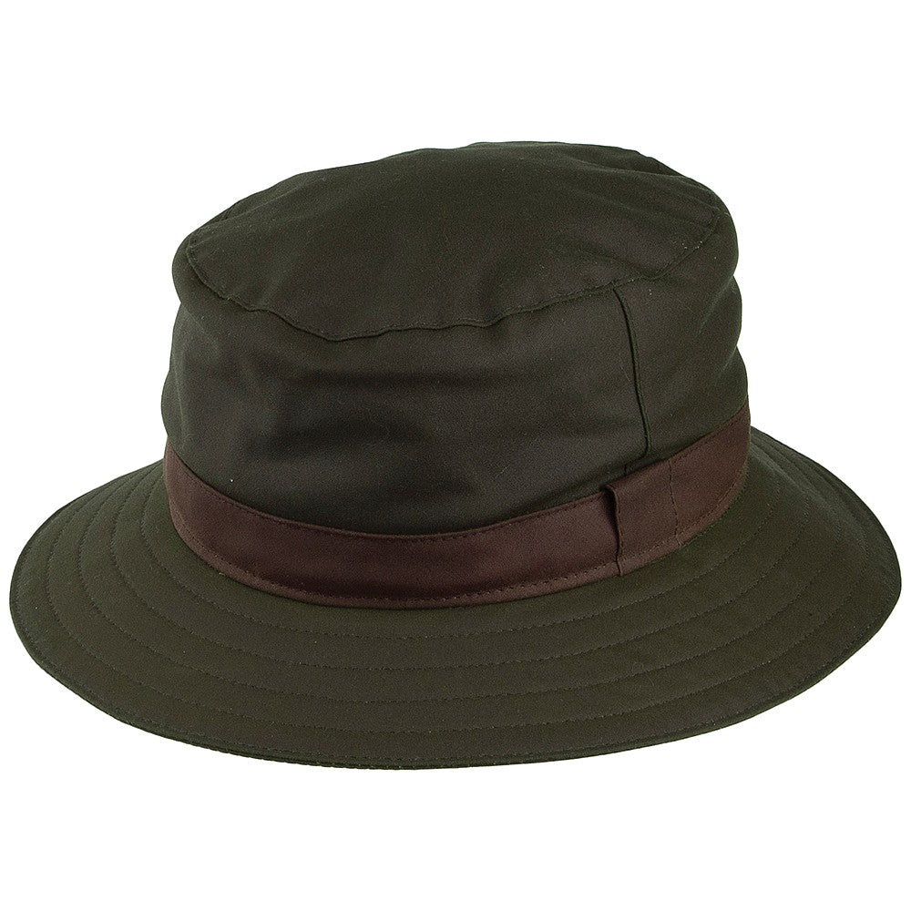 Chapeau Bob en Coton Ciré Imperméable olive OLNEY