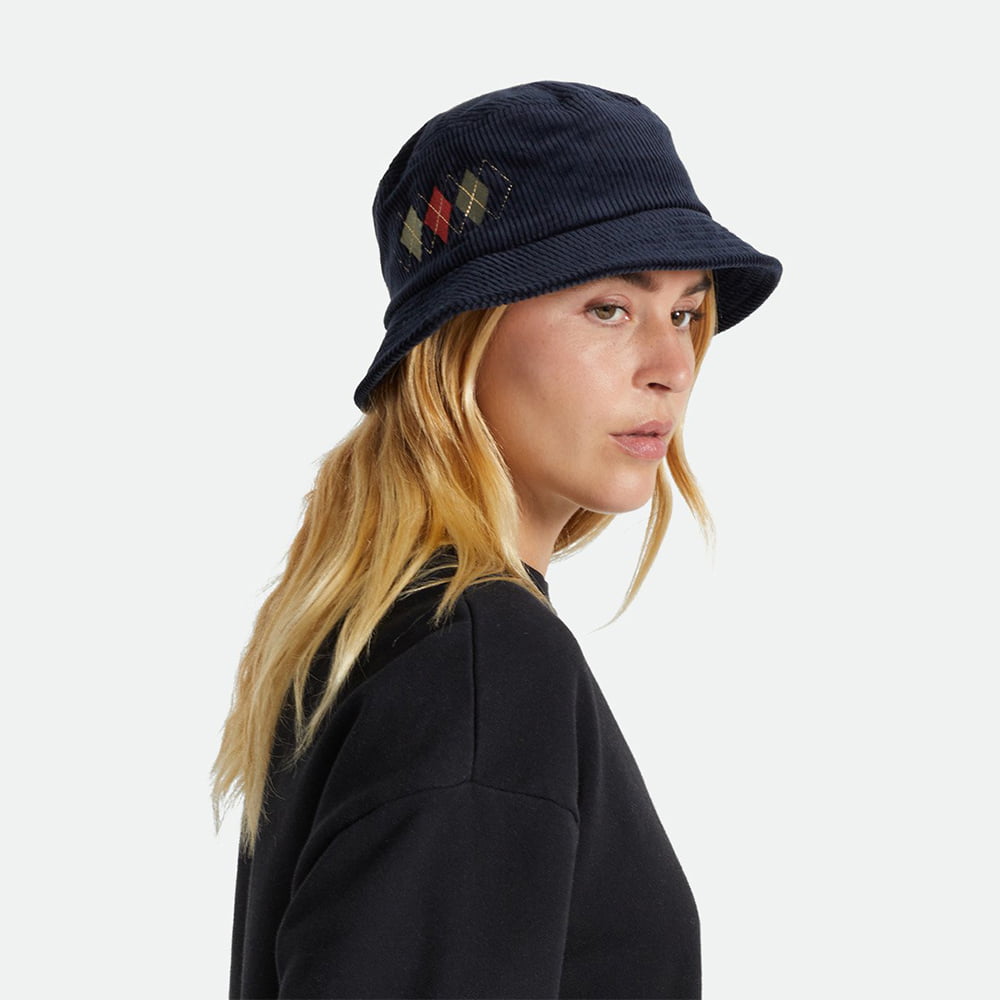 Chapeau Bob Pliable en Velours Côtelé Gramercy bleu marine délavé BRIXTON