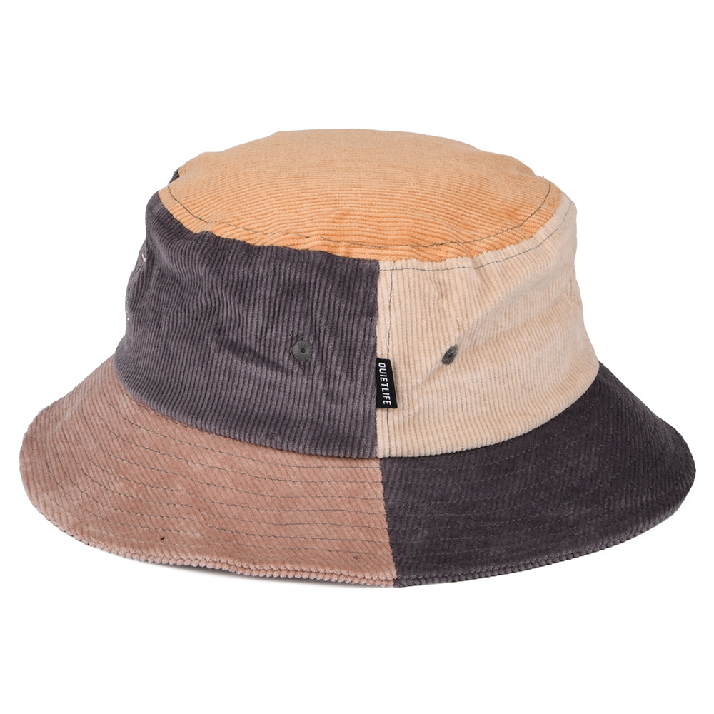 Chapeau Bob en Velours Côtelé Colour Block beige sable-gris THE QUIET LIFE