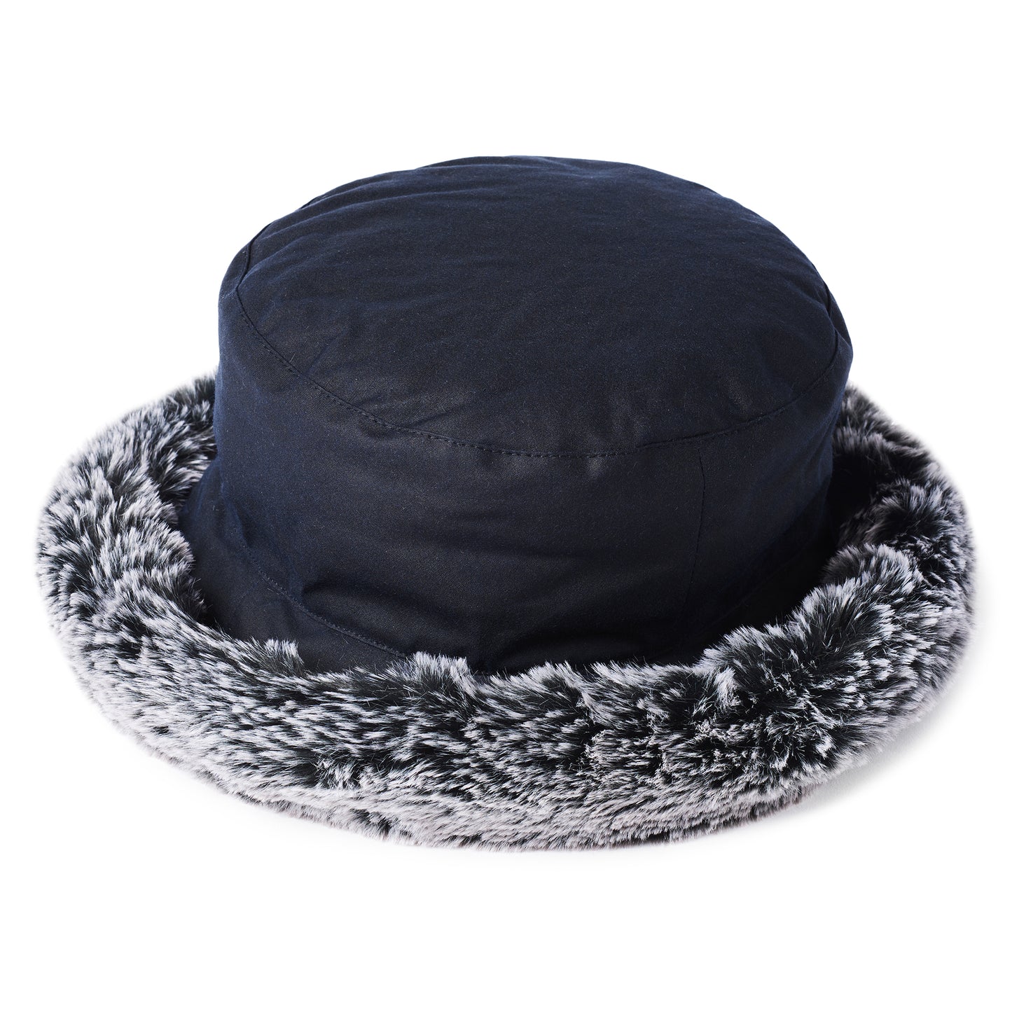 Chapeau Bob en Coton Ciré Rebord en Fausse Fourrure bleu marine FAILSWORTH