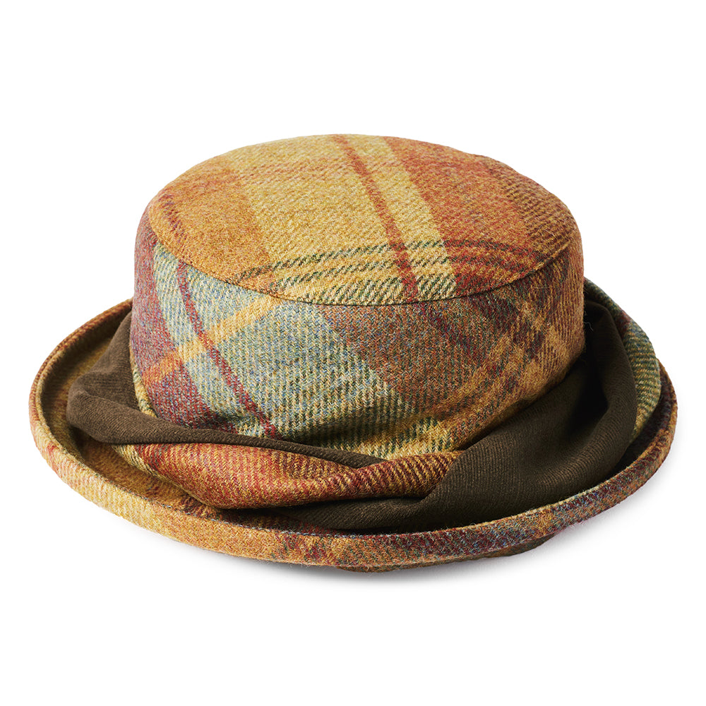 Chapeau Bob en Laine Britannique Tartan moutarde-marron-vin FAILSWORTH