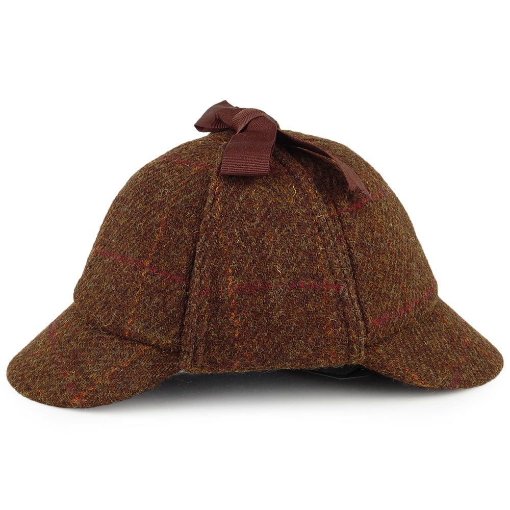 Chapeau Sherlock Holmes en HARRIS TWEED olive et mix de couleurs FAILSWORTH