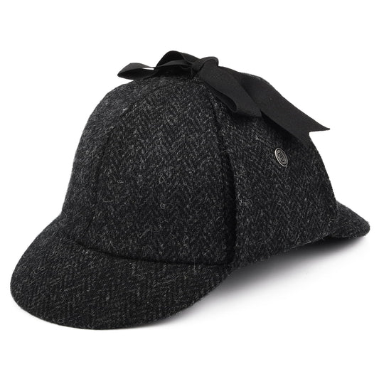 Chapeau Sherlock Holmes en Harris Tweed noir-anthracite JAXON & JAMES