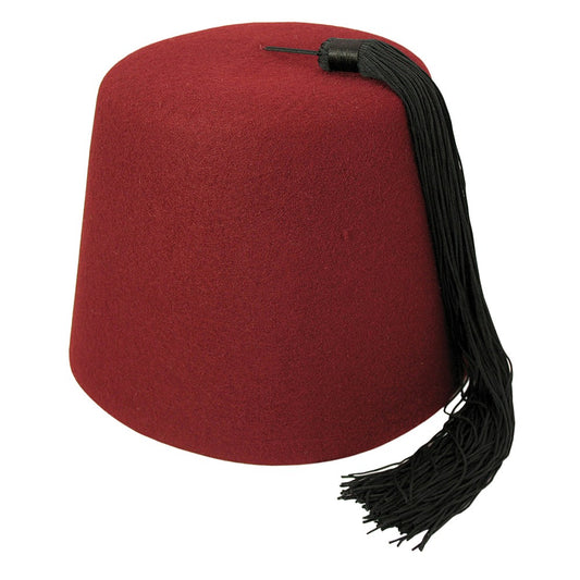 Chapeau Fez bordeaux avec Houppe noire VILLAGE HATS