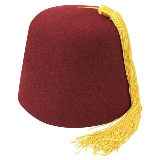 Chapeau Fez bordeaux avec Houppe dorée VILLAGE HATS