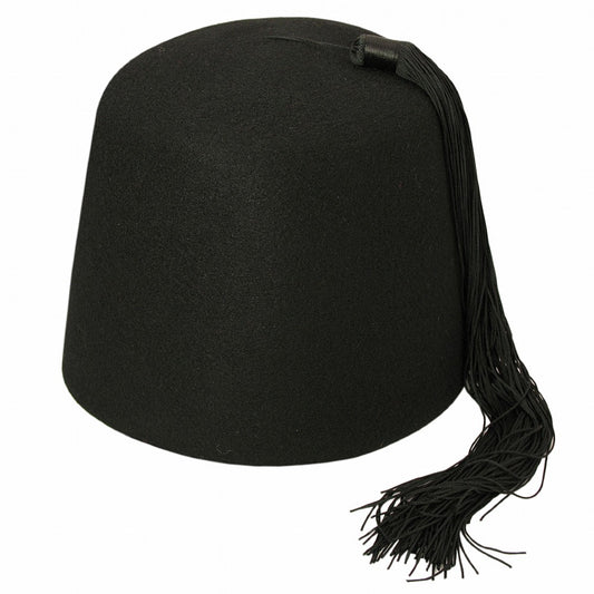 Chapeau Fez noir avec Houppe noire VILLAGE HATS