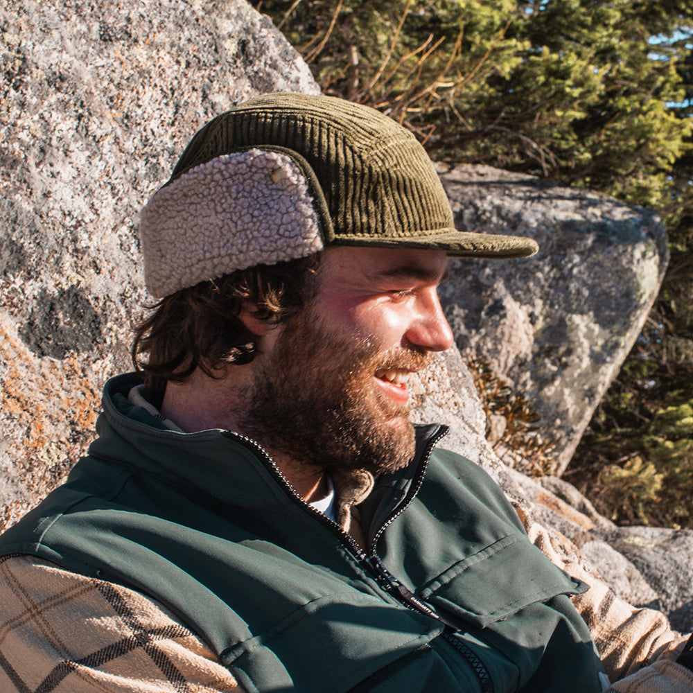 Casquette 5 Panel en Velours Côtelé Avec Protège-Oreilles Rayner vert militaire BARTS