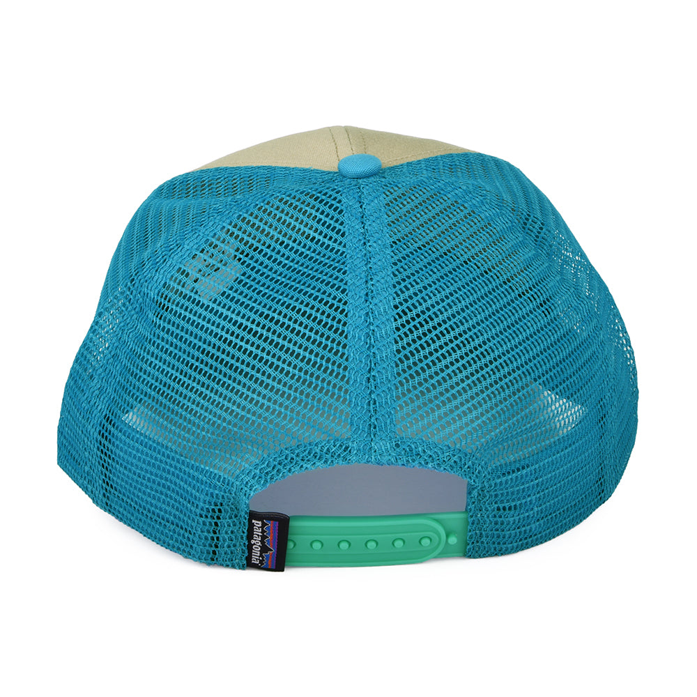 Casquette Trucker en Coton Bio Fly The Flag Label beige sable-bleu PATAGONIA