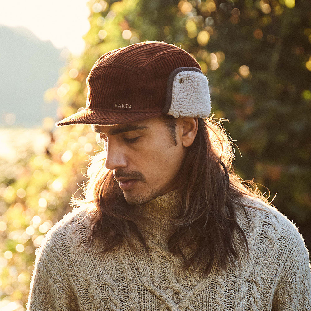 Casquette 5 Panel en Velours Côtelé Avec Protège-Oreilles Rayner rouille BARTS