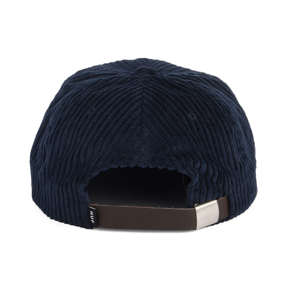 Casquette en Velours Côtelé à Visière Plate Box Logo bleu marine HUF