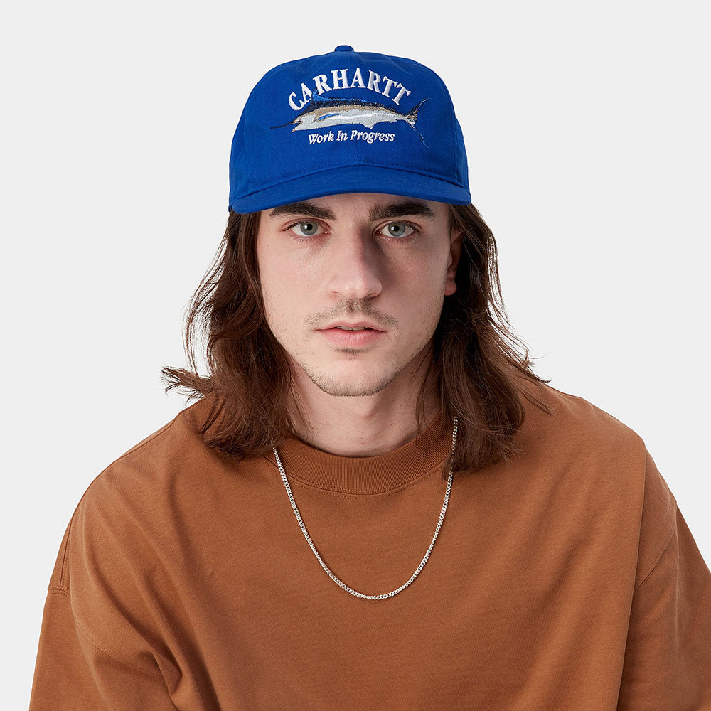 Casquette à Visière Plate en Coton Sergé Marlin bleu CARHARTT WIP