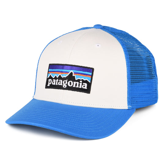 Casquette Trucker en Coton Bio P-6 Logo blanc cassé-bleu PATAGONIA