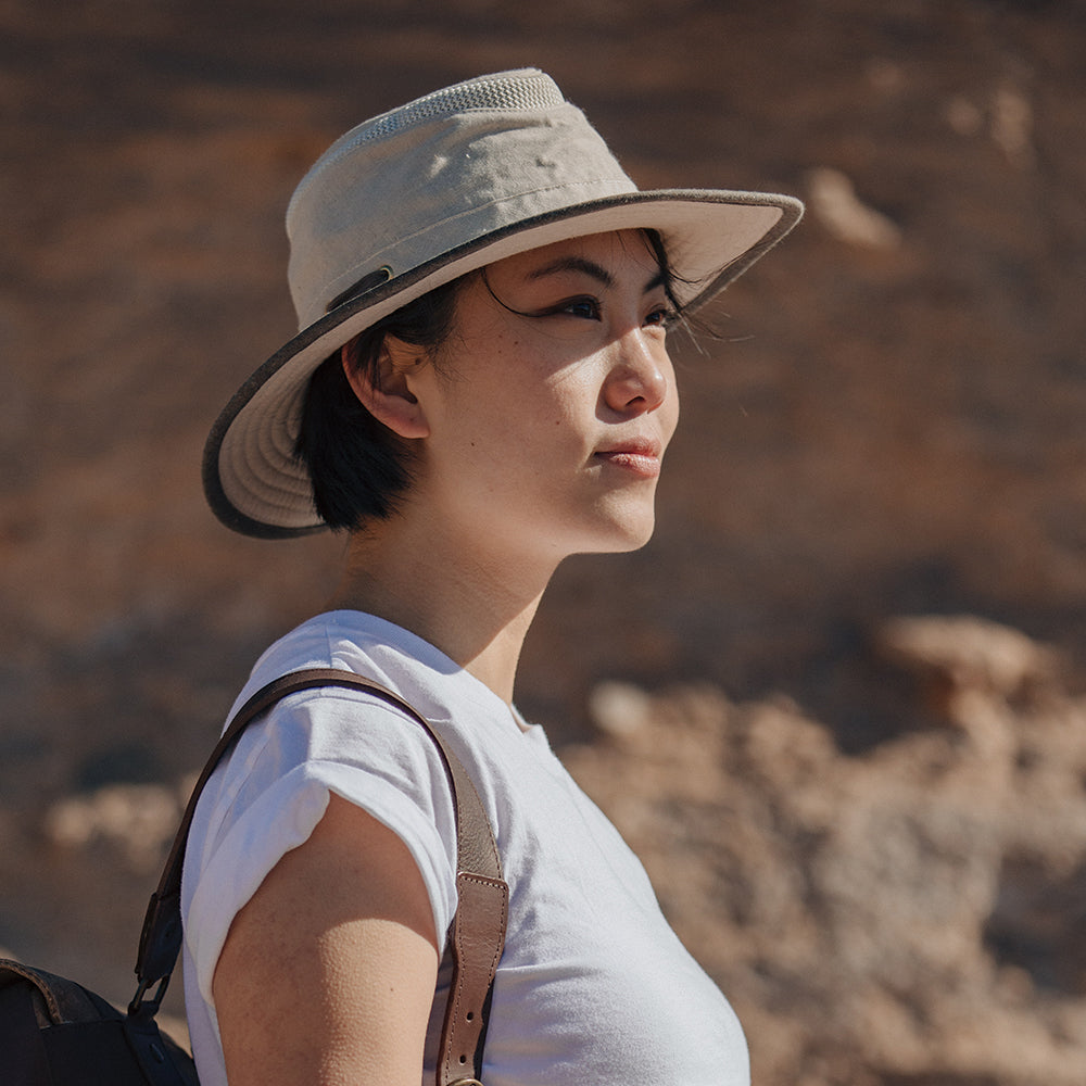 Chapeau Été Pliable En Coton Et Chanvre TMH55 Mash Up sable-marron TILLEY