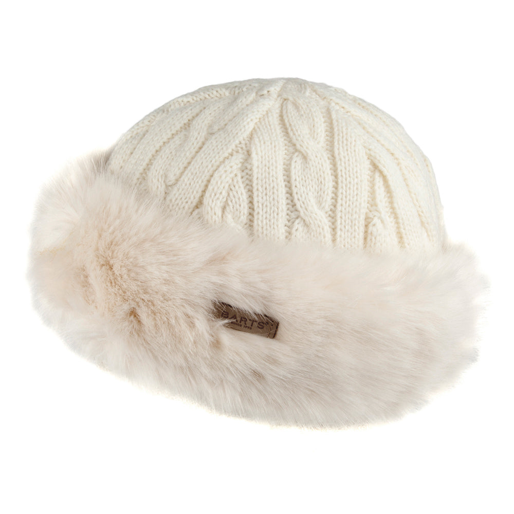 Bonnet à Torsades et Fausse Fourrure blanc hiver BARTS