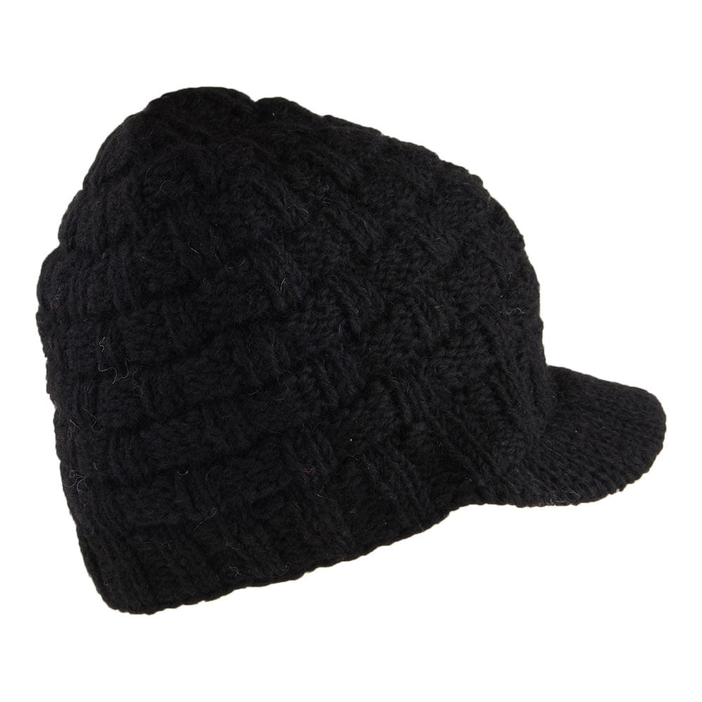 Bonnet à Visière Maille Nattée noir KUSAN