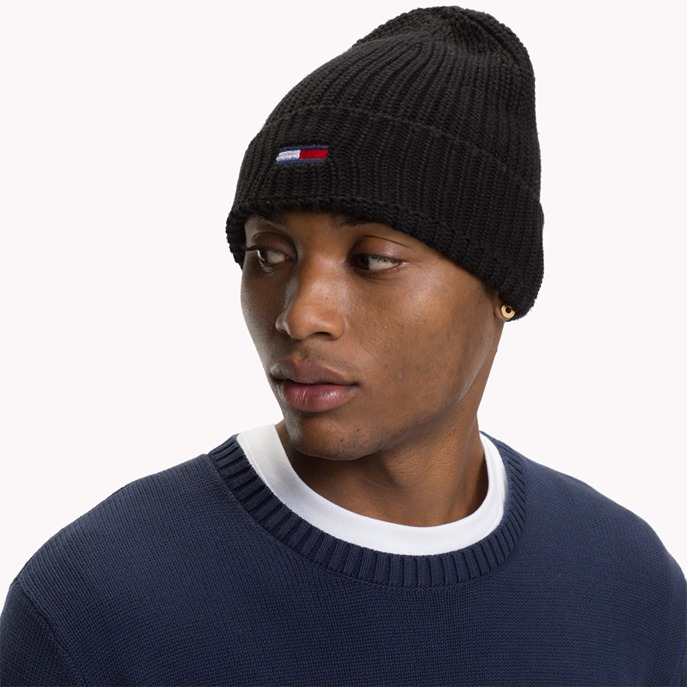 Bonnet Côtelé TJM Flag noir TOMMY HILFIGER
