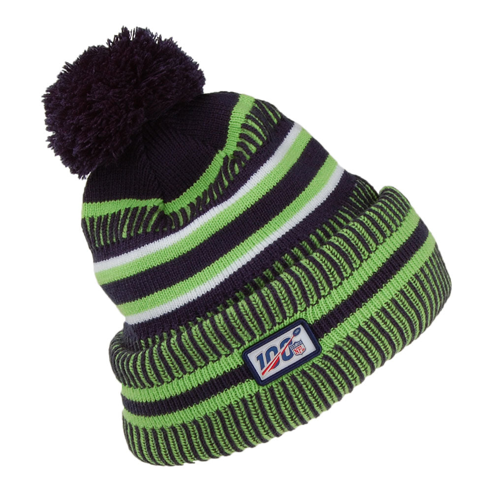 Bonnet à Pompon NFL On Field Knit Seattle Seahawks bleu-vert NEW ERA