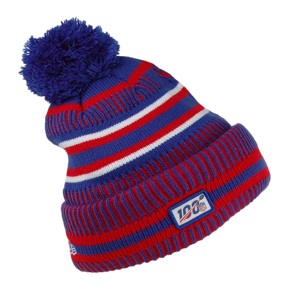 Bonnet à Pompon NFL On Field Knit New York Giants rouge-bleu NEW ERA