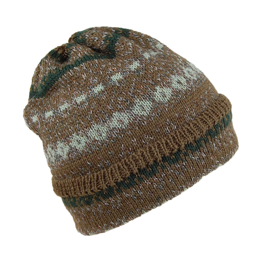 Bonnet en Laine à Revers Fair Isle forêt mélangé HIGHLAND 2000
