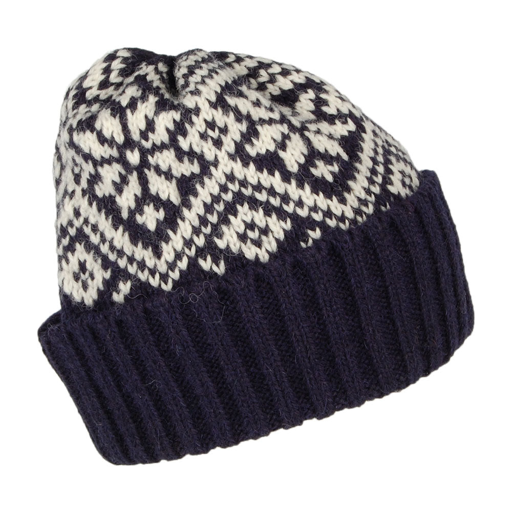 Bonnet en Alpaga Flocon de Neige bleu marine HIGHLAND 2000