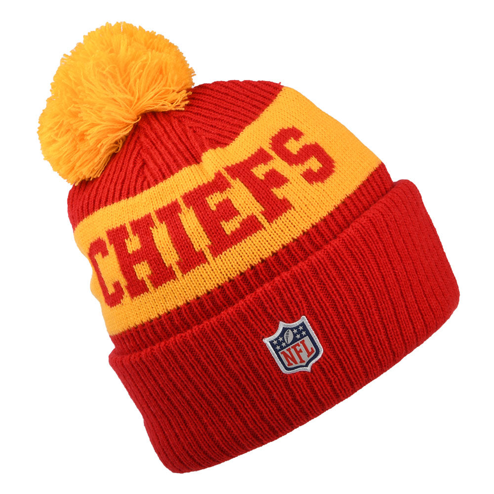 Bonnet à Pompon NFL On Field Sport Knit Kansas City Chiefs rouge-doré NEW ERA