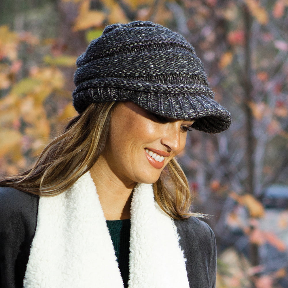 Bonnet à Visière en Cachemire Mélangé Sherman gris SCALA