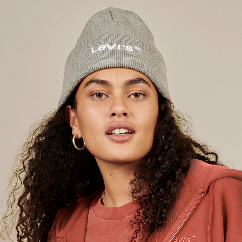 Bonnet Recyclé à Revers Wordmark gris LEVI'S