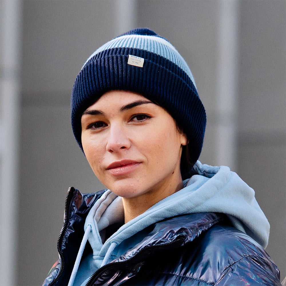 Bonnet à Revers et Rayures Cowie bleu BARTS