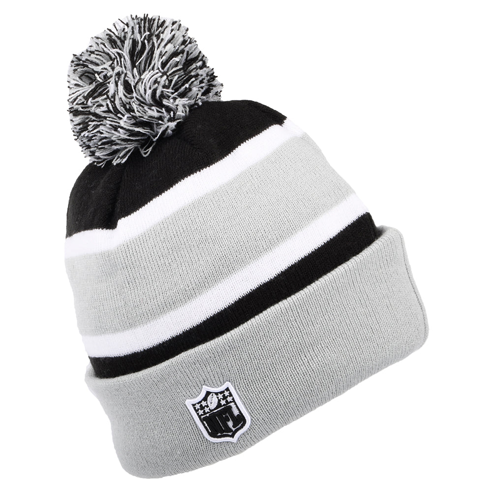Bonnet à Pompon et Revers NFL Striped Las Vegas Raiders gris-noir NEW ERA
