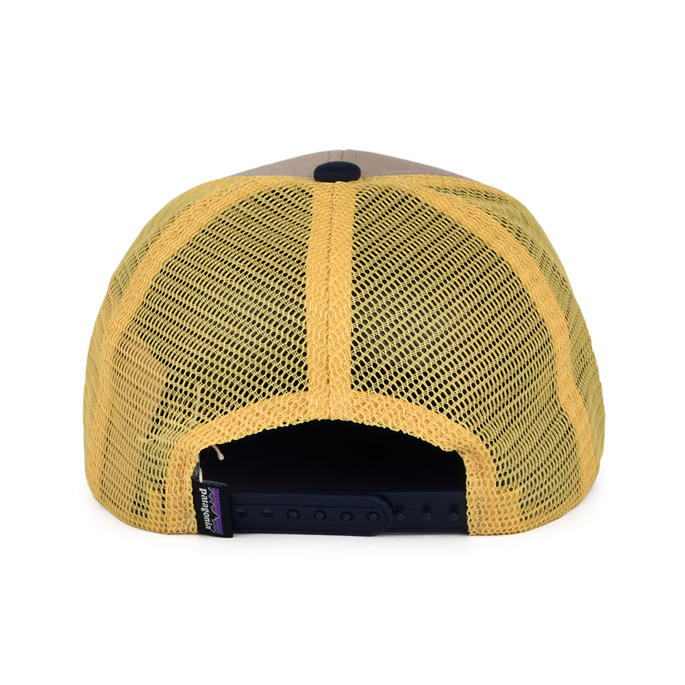 Casquette Trucker Enfant en Coton Bio Ridge Rise Stripe beige sable-bleu marine-jaune PATAGONIA