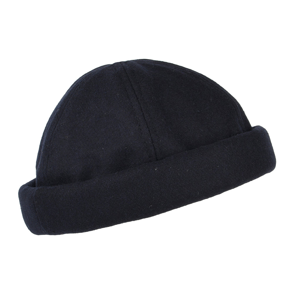 Bonnet Miki Breton en Laine Melton bleu marine DORFMAN PACIFIC