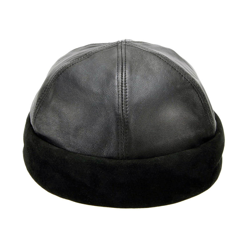 Bonnet Miki Breton en Cuir noir SEEBERGER