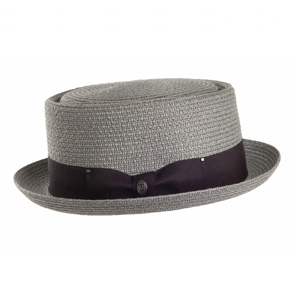 Chapeau Pork Pie en Paille Toyo Braided gris JAXON & JAMES VENTE EN GROS